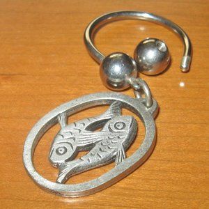 Double Fish Good Luck Symbol Metzke Metal Keyring Harmony and Good Fortune Charm